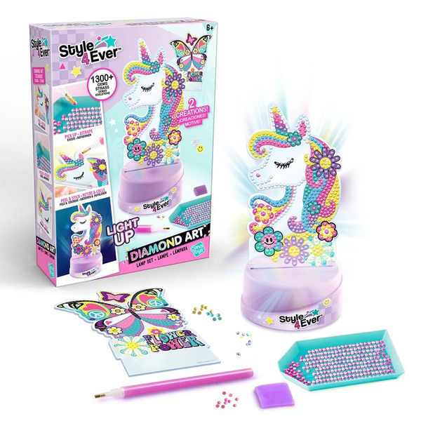 Coffret lampe Diamant Art papillon et licorne