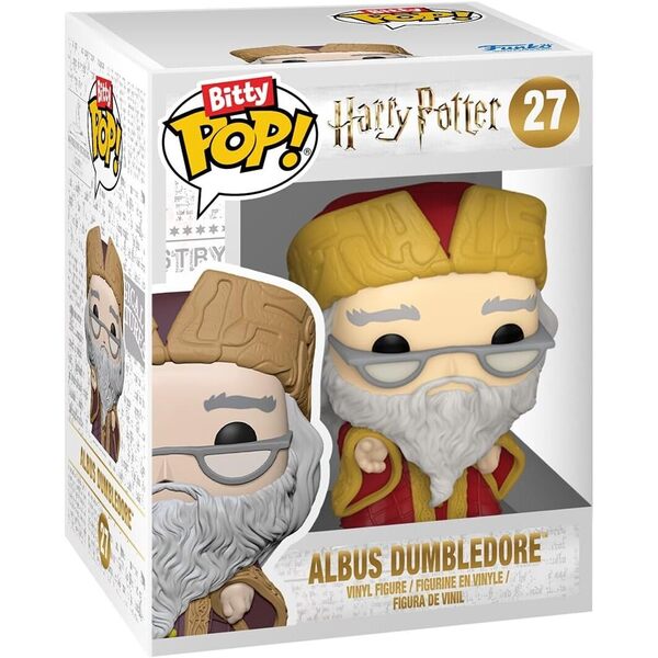 Présentoir Poudlard et 2 figurines Dumbledore et Luna Lovegood