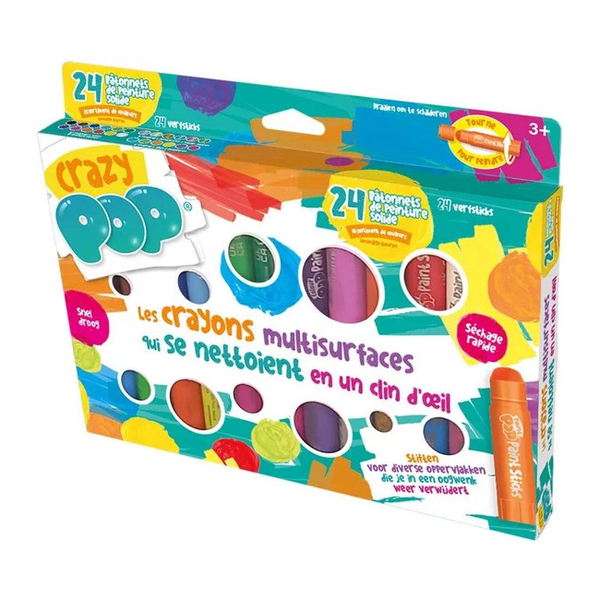 Coffret 24 crayons multisurfaces Crazy Pop