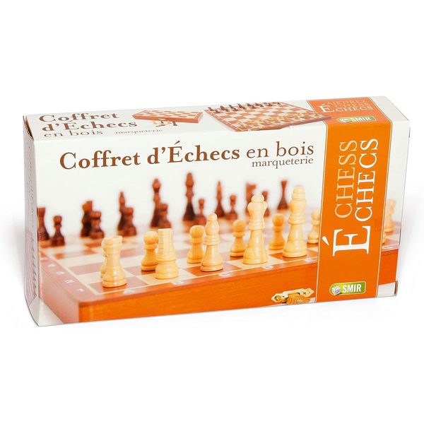 Coffret d Échecs en bois marqueterie pliable