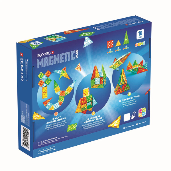 Coffret 16 tuiles magnétiques gems