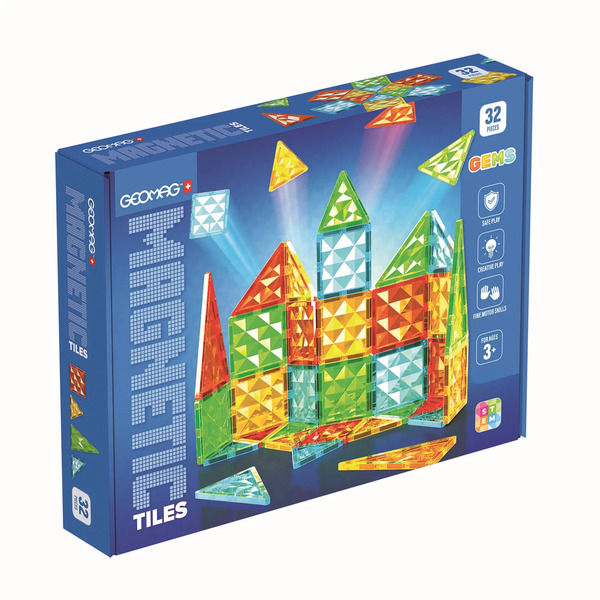 Coffret 32 tuiles magnétiques gems