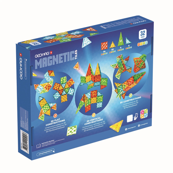 Coffret 32 tuiles magnétiques gems