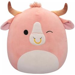 Peluche Squishmallows Howland le taureau Brahman pêche