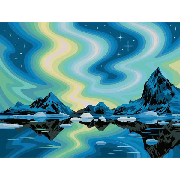 CreArt peinture par numéros Aurores Boréales - 30 x 40 cm