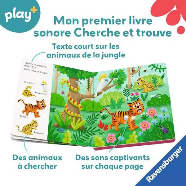 Livre sonore Chut…qui est là ? Les animaux de la jungle - Play +