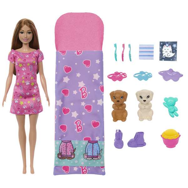 Barbie - Coffret soirée pyjama chiots