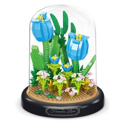 Mini jardin Tulipes bleues - fleurs à construire - 558 pièces