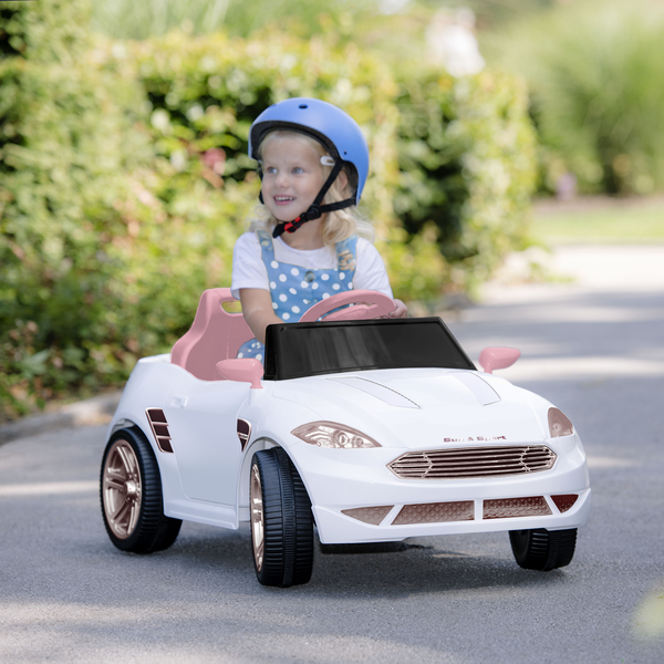 Voiture électrique rose et blanche 6V