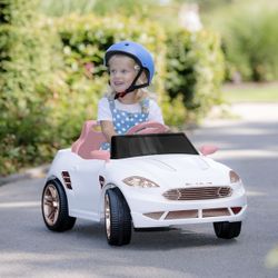 Voiture électrique rose et blanche 6V