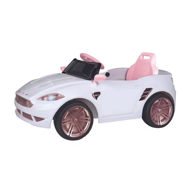 Voiture électrique rose et blanche 6V