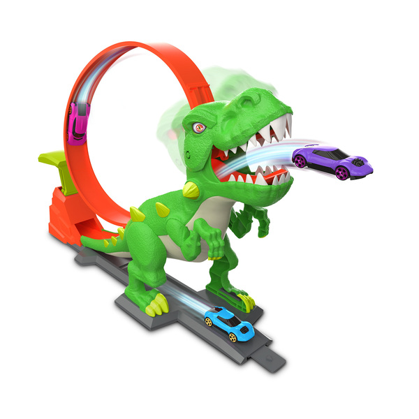 Beast Machine T-Rex Twister : Circuit de course dinosaures avec voitures