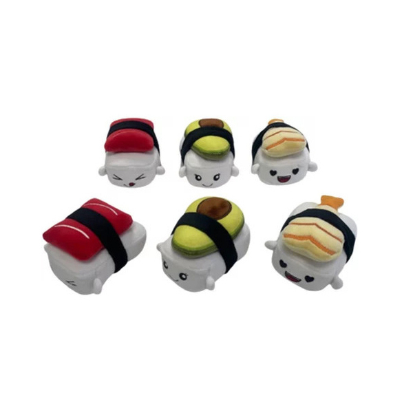 Coussin peluche kawaii avec 6 mini sushis
