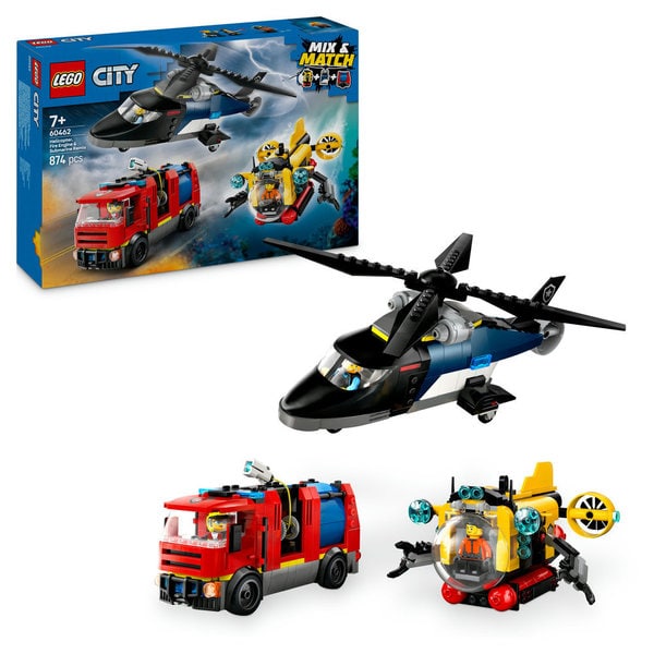 60462 - LEGO® City - Hélicoptère, camion de pompiers et sous-marin modulable