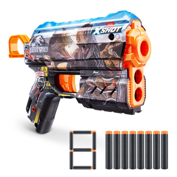 XSHOT Skins Flux Blaster + 8 fléchettes - Jurassic World