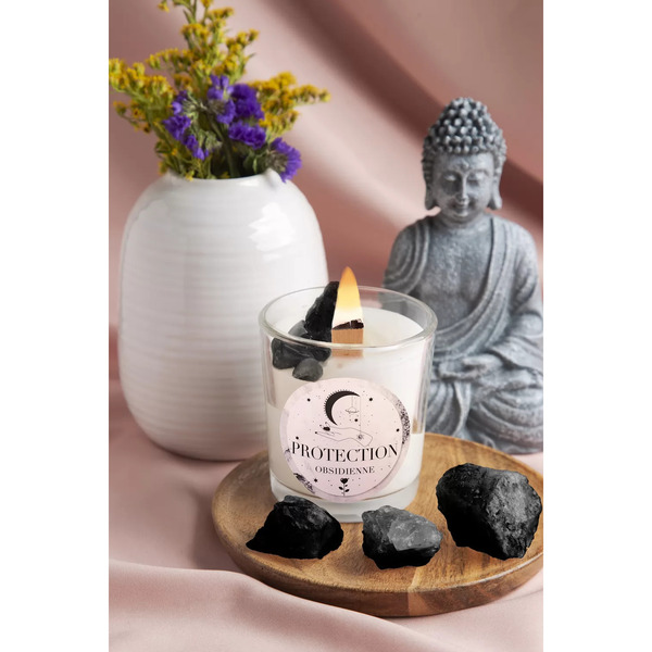 Kit DIY Lithothérapie - Bougie Protection Obsidienne