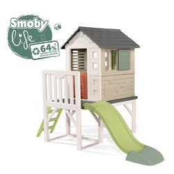 Maison Smoby Pilotis Square - Aire de jeu avec toboggan