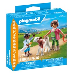 71803 - Playmobil Duo - Fermière et enfant avec veau