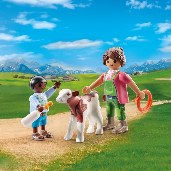 71803 - Playmobil Duo - Fermière et enfant avec veau