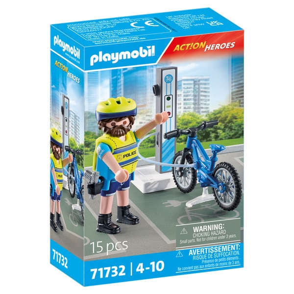 71732 - Playmobil Action Heroes - Policier cycliste avec borne de recharge