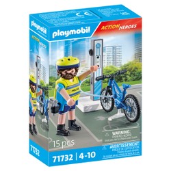 71732 - Playmobil Action Heroes - Policier cycliste avec borne de recharge