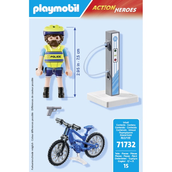 71732 - Playmobil Action Heroes - Policier cycliste avec borne de recharge