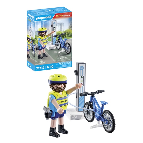 71732 - Playmobil Action Heroes - Policier cycliste avec borne de recharge