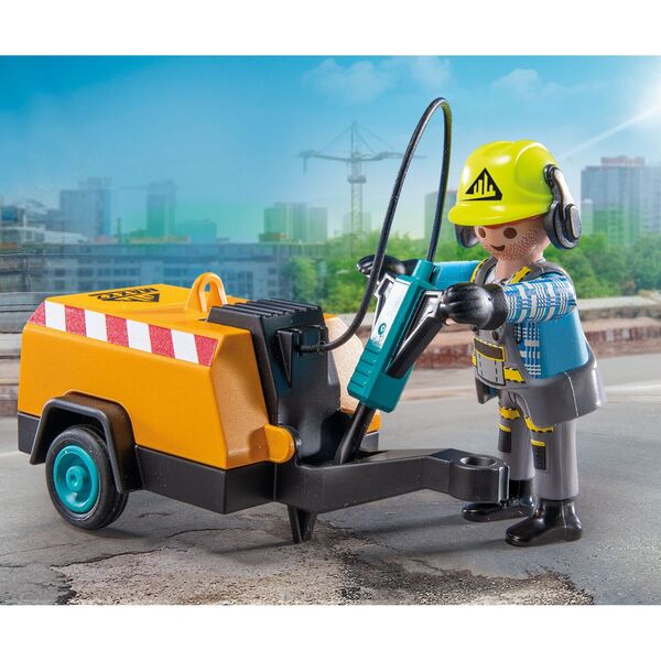 71752 - Playmobil Action Heroes - Ouvrier marteau-piqueur et signalisation