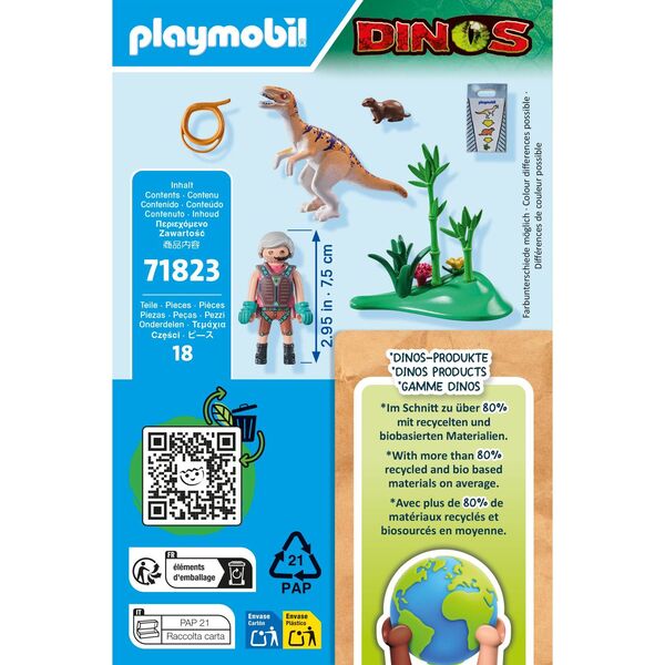 71823 - Playmobil Dinos - Vélociraptor et explorateur avec lasso