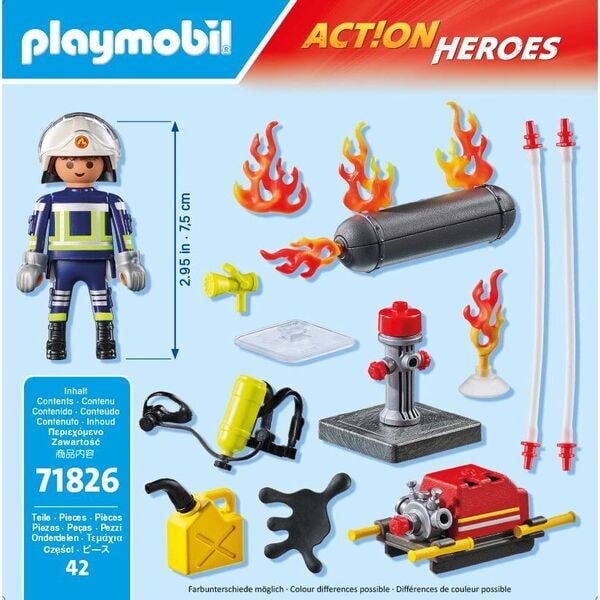 71826 - Playmobil Action Heroes - Pompier avec pompe à eau