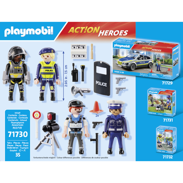 71730 - Playmobil Action Heroes - Set métiers de la police : 4 policiers