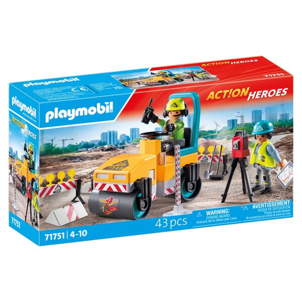 71751 - Playmobil Action Heroes - Ouvriers avec rouleau compresseur