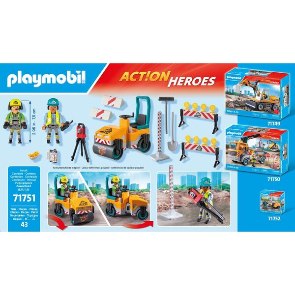 71751 - Playmobil Action Heroes - Ouvriers avec rouleau compresseur