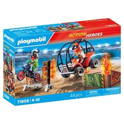 71808 - Playmobil Action Heroes - Duo de cascadeurs avec quad et moto