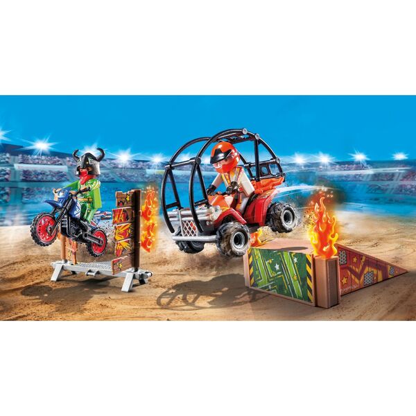 71808 - Playmobil Action Heroes - Duo de cascadeurs avec quad et moto