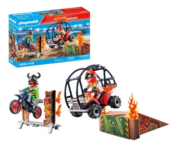 71808 - Playmobil Action Heroes - Duo de cascadeurs avec quad et moto