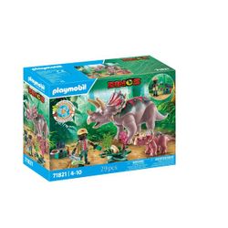71821 - Playmobil Dinos - Tricératops avec bébé et explorateur