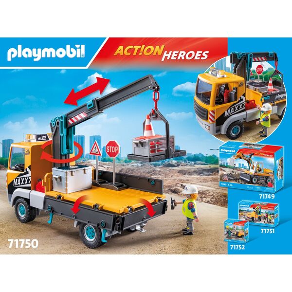 71750 - Playmobil Action Heroes - Camion grue, ouvrier et accessoires