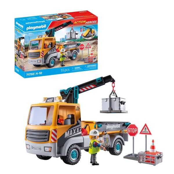 71750 - Playmobil Action Heroes - Camion grue, ouvrier et accessoires