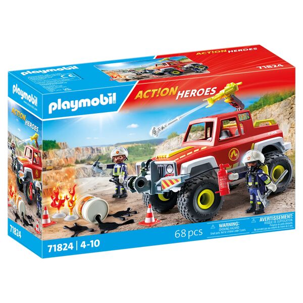 71824 - Playmobil Action Heroes - Véhicule de pompiers avec bidon enflammé