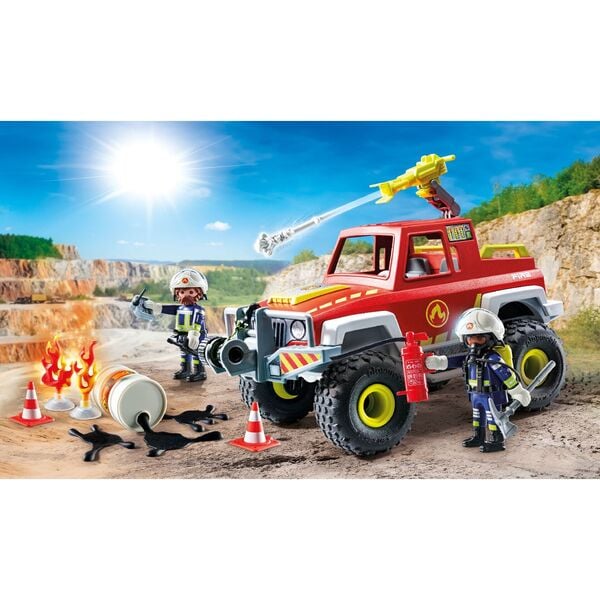 71824 - Playmobil Action Heroes - Véhicule de pompiers avec bidon enflammé