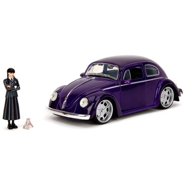 Volkswagen Beetle 1972 avec figurines Mercredi Addams et la Chose