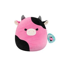 Peluche Squishmallows Pollyanna la vache rose et noire - 30cm