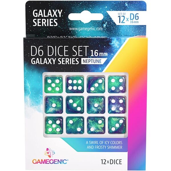 12 dés à 6 faces - Galaxy Series - Neptune 