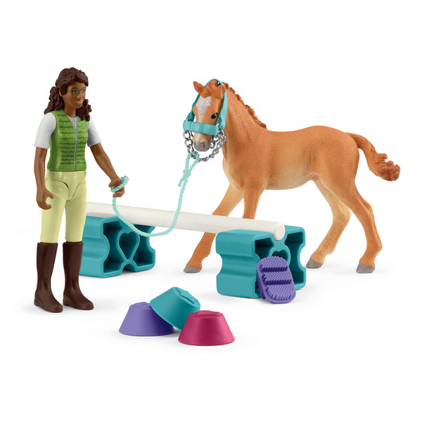 Figurine Sarah entraîne son poulain - Mini Monde 
