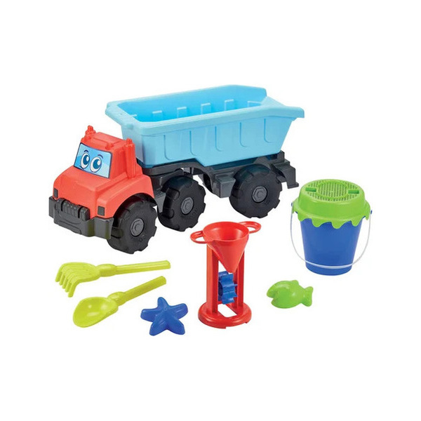 Camion benne avec remorque garnie