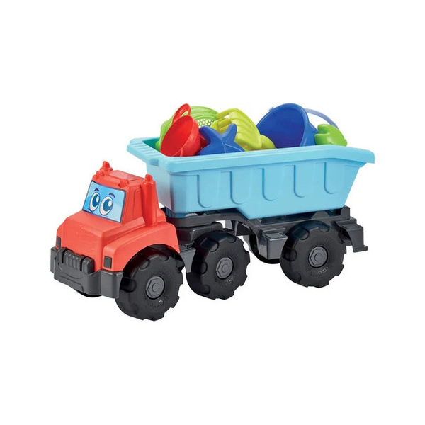Camion benne avec remorque garnie