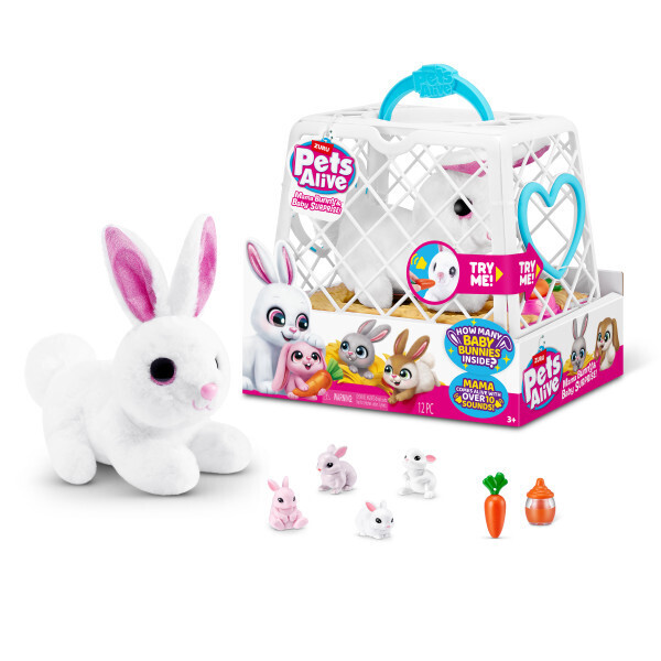 Peluche maman lapin et bébés surprises Pets Alive
