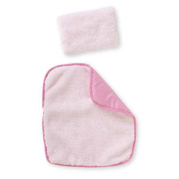 Couffin tressé peluche rose pour poupon de 36 à 42 cm