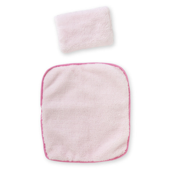 Couffin tressé peluche rose pour poupon de 36 à 42 cm